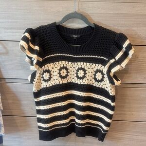 Rails Black and Cream Crochet Top